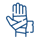 Blue line-art icon of a raised fist, symbolizing support or solidarity