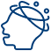 Blue outline of a human head with interconnected circuit lines symbolizing AI or brain activity.