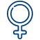 Blue transgender symbol: a circle with an arrow and a cross representing gender diversity.