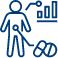 Icon showing a person beside a bar chart and a donut chart, symbolizing people analytics or demographic data analysis.