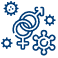 Cluster of blue gears interlocking, representing settings and system configuration.
