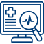 Medical document icon with a plus symbol and a heart-rate chart, representing health records or medical information