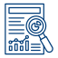 Document icon with a magnifying glass and a gear, symbolizing document search or review.