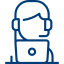 Help icon: person wearing a headset and microphone, representing customer support or assistance.